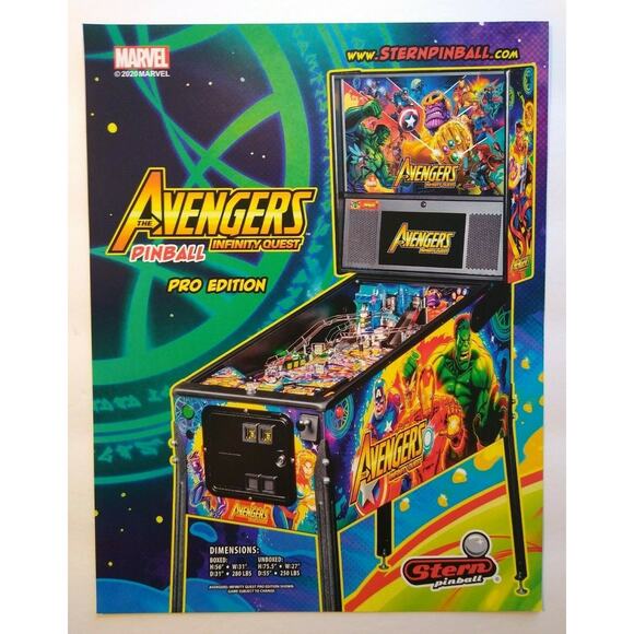 Avengers Infinity Quest Pinball Flyer Marvel Comic Incredible Hulk Art Print Pro - Picture 2 of 10